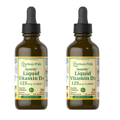 Puritan’s Pride Liquid Vitamin D3 5000 IU – 2 oz Liquid – 2 Bottles