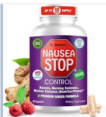 Dr. Barton’s Nausea Stop Vegetarian Capsules (80 Count, GF, NON-GMO, NON-DROWSY)