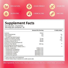 2 Pack Cranberry Probiotic Gummies Womens Health Body Odor Balance 120ct