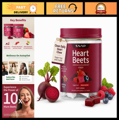 Beet Root Soft Chews – Mixed Berry, 60 Sugar-Free Vegan Chews for Heart Health,