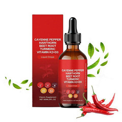 60ML Cayenne Pepper Hawthorn Beet Root Turmeric Vitamin K2+D3 Liquid Drops