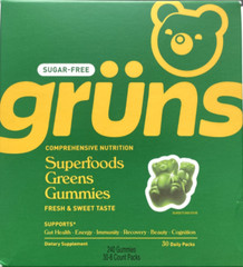 Gruns Sugar Free – SuperFoods Greens Gummies, Sweet Taste – 240 Gummies 30 Pack