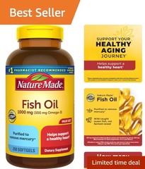 Fish Oil Omega 3 Supplements – 1000mg Softgels, 250 Count, Heart Support