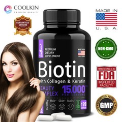 Biotin 15000mcg – MSM, Collagen, Keratin – Anti-aging, for Hair, Skin & Nails