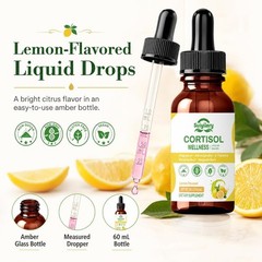 Cortisol Liquid Drops Support Supplements for Men and Women, Cortisol Detox Horm