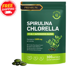 Spirulina Chlorella Softgels Super Greens Blend Barley Grass Natural Energy 300c