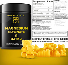 Magnesium Glycinate Gummies 500mg with D3+K2 Pineapple Flavor Bone Support Vegan