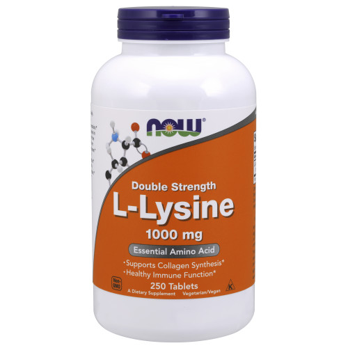 NOW L-Lysine 1000 mg Double Strength 250 Tablets – Vegan Non-GMO – Pack Of 2