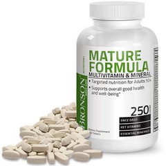 Bronson Mature Formula Multivitamin for Seniors, 250 Tablets