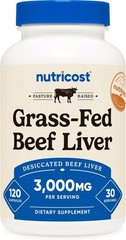 Nutricost Grass Fed Desiccated Beef Liver Capsules 3000mg (750mg Per Cap), 120
