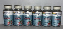 Lot Of 6- Solaray Cool Cayenne 40,000 HU /90 Vegie Caps Per Bottle