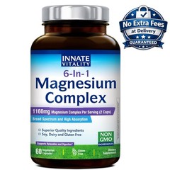 Complejo de Magnesio 6 en 1 Suplemento en Cápsulas 1160mg con Glicinato, Citrato