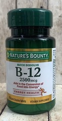 Nature’s Bounty Vitamin B12 2500 Mcg Cellular Energy Support Energy Exp 12/2026