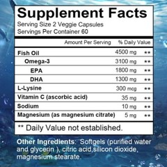Omega 3 Fish Oil Capsules 3x Strength 4500mg EPA & DHA, Highest Potency