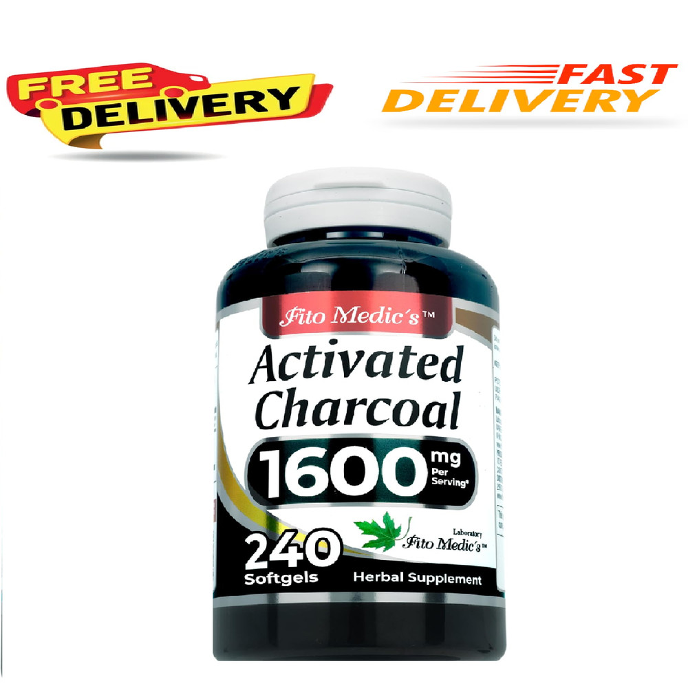 Activated Charcoal Vegan Capsules 1600mg 240 Absorbent Ultra high Absorption US