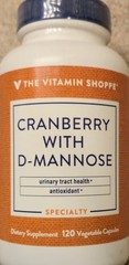 The Vitamin Shoppe CRANBERRY W/ D-MANNOSE 120 Caps ( 60 Servings ) BEST BY 08/26