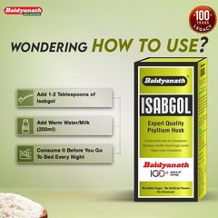 Baidyanath Isabgol – Psyllium Husk Powder – 200gm Relieves Constipation