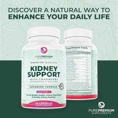 Kidney Support Supplement – Detox & Repair, Cranberry & Astragalus, 60 Capsules