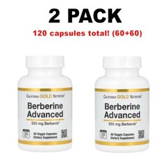 California Gold Nutrition, 2 PACK, Berberine Advanced, 550 mg, 60 Veggie Caps