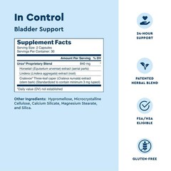 Uqora in Control Bladder Support Daily Bladder Care Supplement for Urinary U…