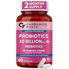 Carbamide Forte 30 Billion Probiotics Prebiotics 60 Veg Capsules Free Shipping