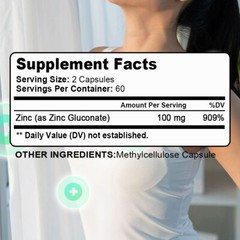 Zinc Gluconate Capsules 100 mg – Energy and Immune Booster, Skin Health