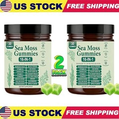 2PCS 16 in1 Organic Sea Moss Gummy | Irishmoss Extract 6000Mg|Green Apple Flavor