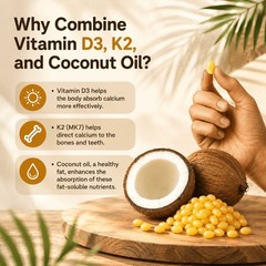 Vitamin D3 K2 Supplement, Coconut Oil for Bone & Immune Support