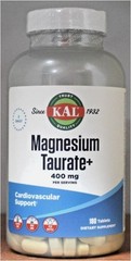 KAL Magnesium Taurate + 400 mg 180 Tablets with Coenzyme B-6 Best by: 7/2029