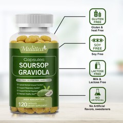Soursop Graviola Capsules Leaf & Fruit Extract 120 Capsules High Potency 1000mg