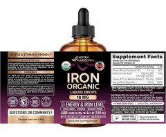 Organic Liquid Iron 18mg Cherry 4oz USDA Expires 5/2028