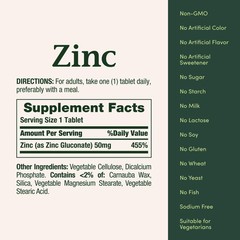 Nature’s Bounty Zinc 50mg | Immune System, Skin, 100 Count (Pack of 1), White