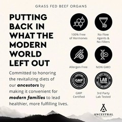 Ancestral Supplements Grass Fed Beef Organ Supplement – Non-GMO, 180 Ct 1-5x