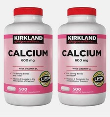 2 PACK Kirkland Signature Calcium 600 mg + D3, 500-count EXP 04/2028