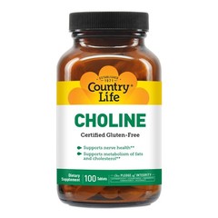 Country Life Choline 266mg, Certified Gluten Free, 100 Count (Pack of 1)