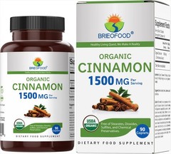 Organic Cinnamon 1500mg, 45 Servings, Vegetarian, Gluten Free, 90 Vegetarian …