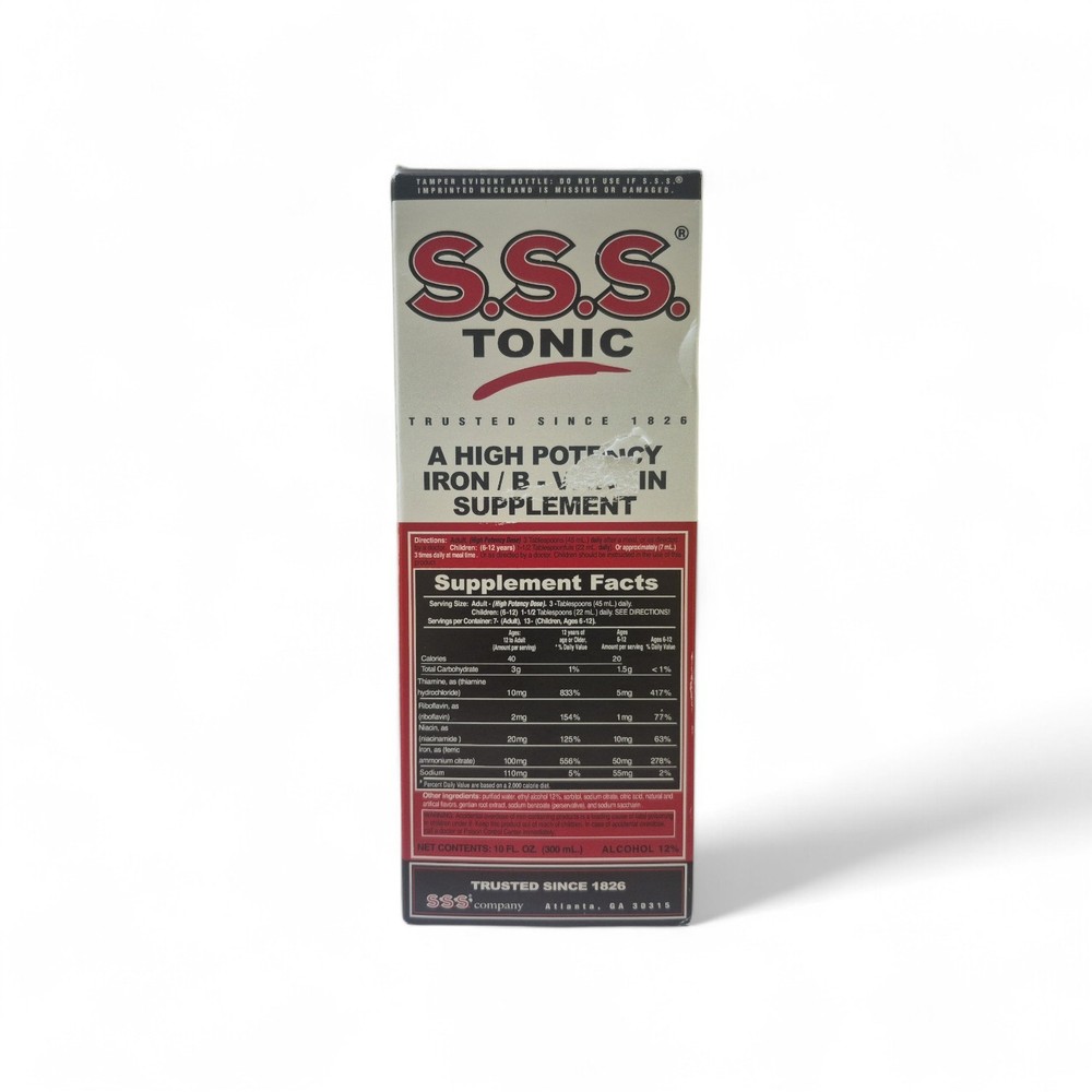 S.S.S. Tonic – 10 oz. Liquid High Potency Iron & B-Vitamin Supplement Exp 12/28