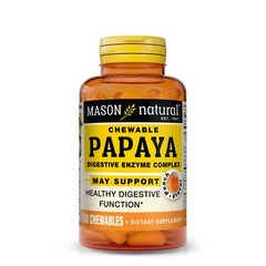 Mason Natural Papaya Digestive Enzyme Complex – Healthy Gut, 100 Chewables