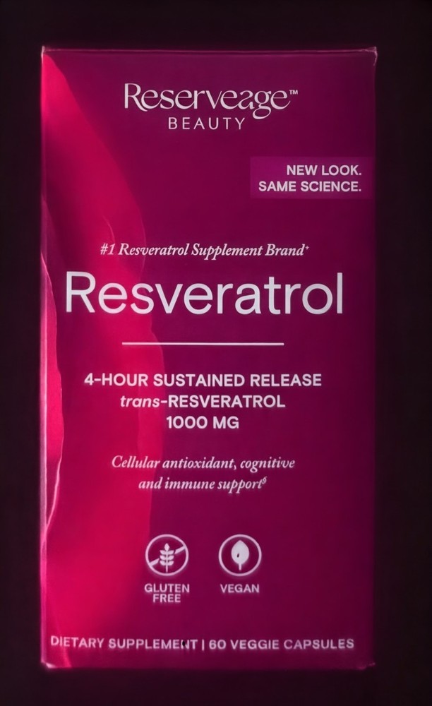 Reserveage Resveratrol 500 mg with Pterostilbene 60 Veggie Capsules Exp 8/2027