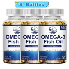 Omega 3 Fish Oil Capsules 3x Strength 2500mg EPA & DHA, Highest Potency 360PCS