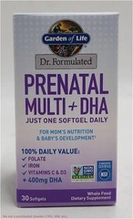 Garden of Life Dr. Formulated Prenatal Multi + DHA Softgels – 30ct EXP 08/2028