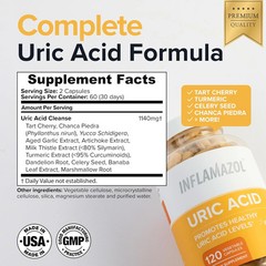 Inflamazol Purge Uric Acid Flush – Eat & Drink 120 Count (Pack of 1), Clear NEW