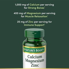 Nature’s Bounty Calcium Magnesium & Zinc Caplets, 100 Count (Pack of 1)