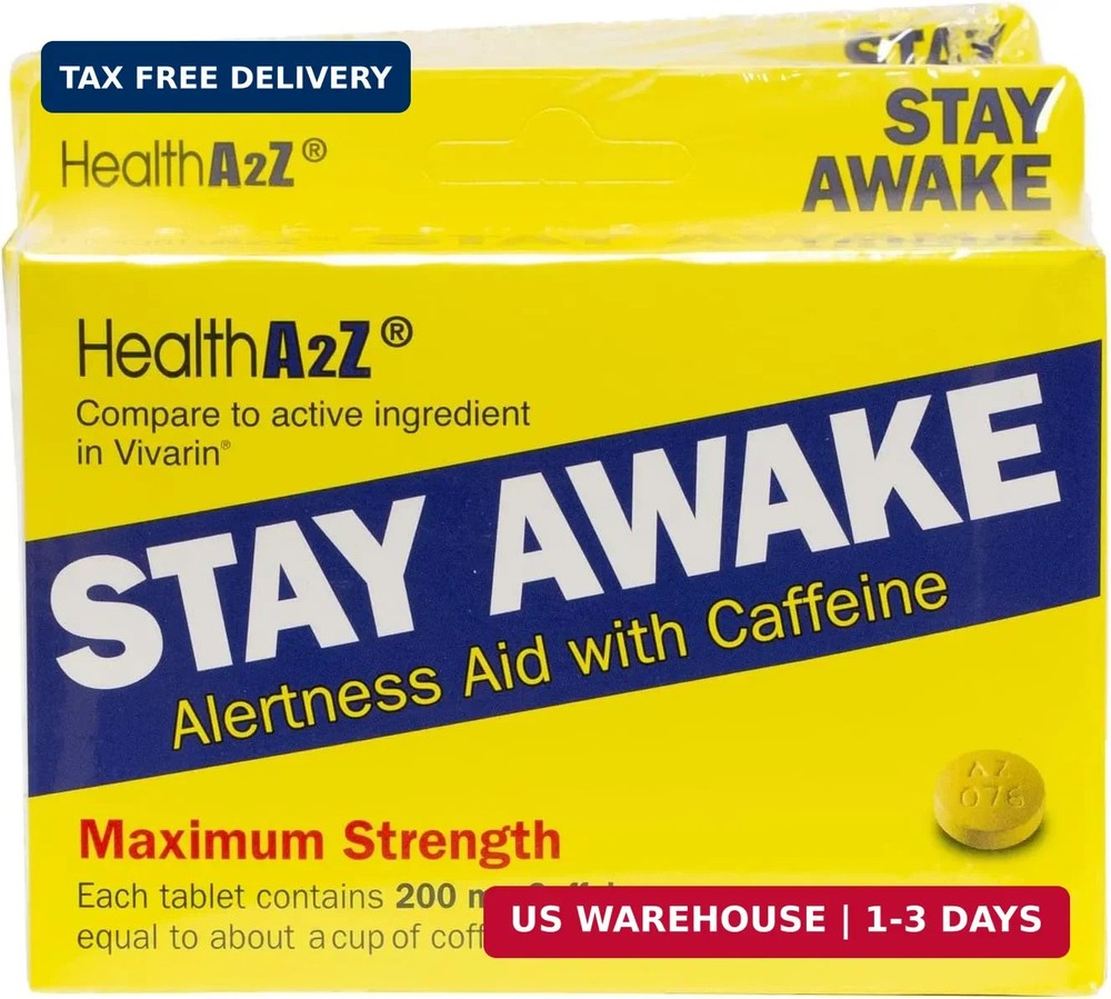 Stay Awake, 200 Mg Caffeine, 3 Packs of 16 Tablets, Max Strength