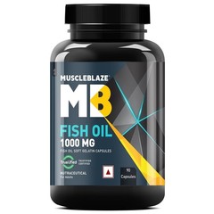 MuscleBlaze Omega 3 Fish Oil, 90 Capsules 1000mg Omega 3 ,180mg EPA & 120mg DHA