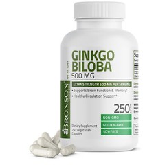 Bronson Ginkgo Biloba 500mg Extra Strength Brain Support, 250 Vegetarian