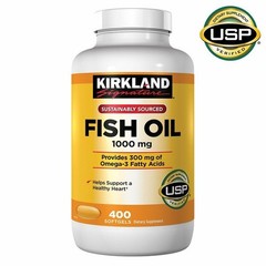 Kirkland Signature Omega-3 Fish Oil 1000mg 400 Softgels Heart Health Supplement