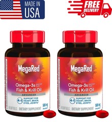 pack of 2 MegaRed Advanced Omega-3 500mg – 80 Softgels – Heart & Joint Support