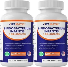 2 Pack Vitamatic Bifidobacterium Infantis – 5 Billion per DR Capsule – 60 Count