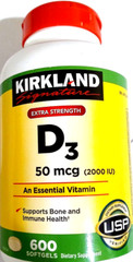 Kirkland Signature Extra Strength VITAMIN D3 2000 IU (50mcg) 600 ct EXP 07/2026